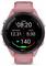 Pink Garmin smartwatch displaying a workout timer 08:20, distance 12.31, pace 5:30, and heart rate 140 on a black digital face.