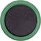 Green round button or cap centered on a plain light background.
