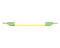 Yellow test lead with green banana plug connectors on both ends, shown against a white background.
