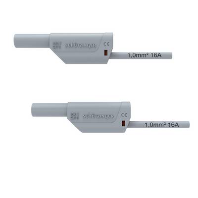 Two gray electrical cable connectors shown side by side, each labeled '1,0mm² 16A' and 'schützinger' with CE marking.