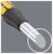 Close-up of a screwdriver with a metal shaft; a white circle highlights the flat blade tip.<br>