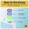 Status graphic showing printer light ring indicators: red for paper jam, blue for calibrating/cool down, green for camera ready, and multicolor for printing.