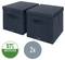 Two black fabric storage boxes with handles, labeled 57% recycled and 2x.