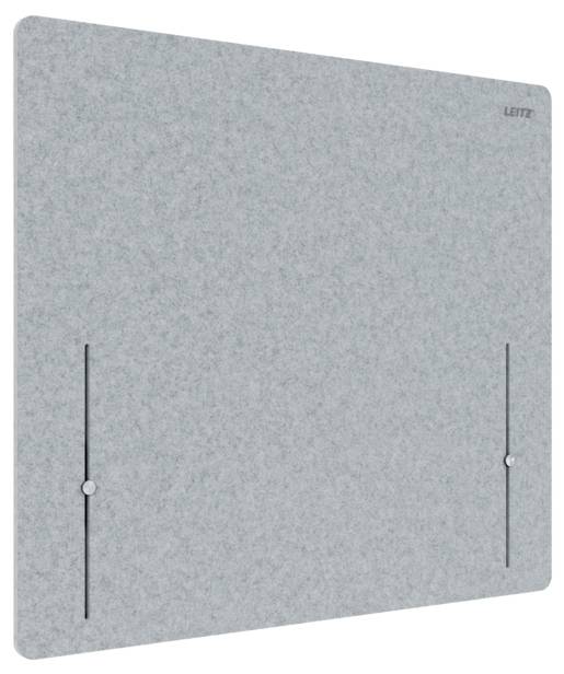 Gray felt presentation folder with two vertical elastic closures and Leitz logo in the top right.<br>