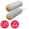 Two translucent cylindrical filter cartridges with yellow end caps, labeled '125 micron' and '70x A4' in red circles.