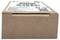 Brown cardboard shipping box with a white barcode label on top, shown closed against a white background.