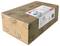 Brown cardboard shipping box wrapped in printed paper, with a white product label and barcode on the side.