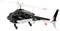 A black-and-white remote-controlled helicopter toy with spinning main and tail rotors, shown on a white background.