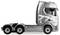 Side view of a silver semi-truck cab tractor with no trailer, shown on a white background.