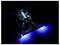 Stylized black car with bright blue lightning graphics and glowing undercarriage lights on a dark background.