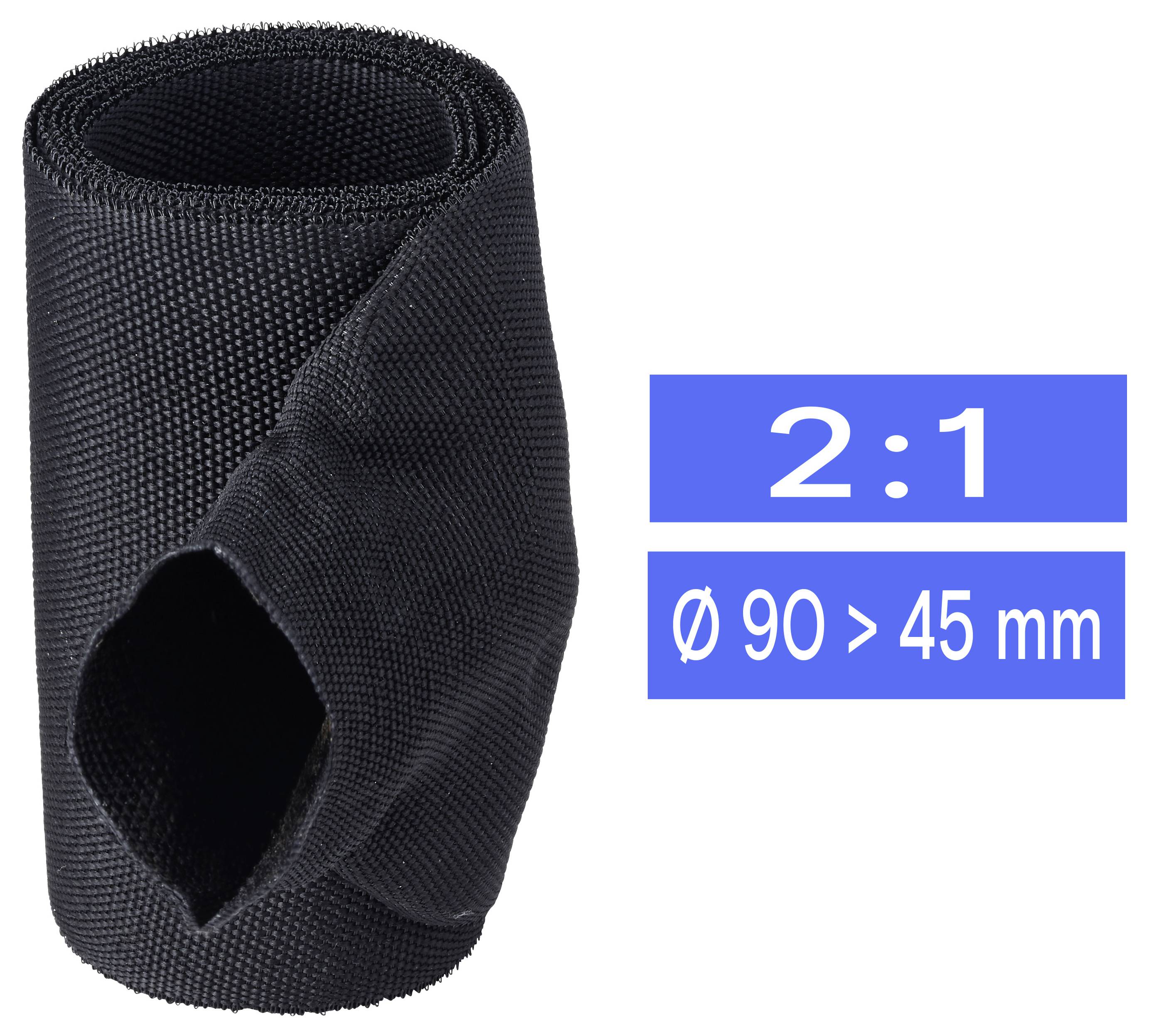 TRU COMPONENTS TC-14976116 Braided heatshrink Black 90 mm 45 mm Shrinkage:2:1 Sold per metre-0