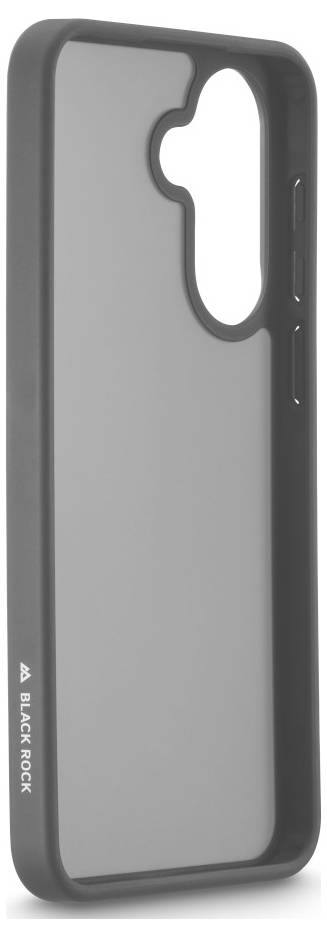 Black phone case with a large rear camera cutout and side button openings, shown in three-quarter view on a white background.