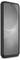 A black smartphone shown upright with a blank gray screen, viewed at a slight angle.