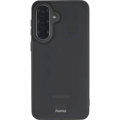Black Samsung smartphone case shown from the back, with a vertical triple-camera cutout and 'hama' branding near the bottom.<br>