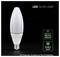 LED olive lamp bulb on black background, labeled 'Save up to 80% energy' and 'E40 base'; text notes no flickering, mercury, or UV radiation.