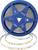 Blue reel of V-TAC LED strip lights coiled on a white background, showing the product packaging and light strip LEDs.