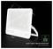 White V-TAC LED floodlight shown splashing water, labeled 'IP65 RATING' and 'DUST TIGHT/WATER RESISTANT (JET-RESISTANT)' on a black background.