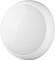A plain white circular wall light fixture on a white background.