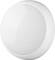 Round white flush-mount ceiling light fixture with a smooth circular diffuser on a plain background.