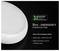 Product ad for a round white device with '3hrs - EMERGENCY OPERATION TIME', 3-in-1 emergency battery backup, microwave sensor, and green LED charging indicator.