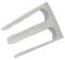 Three white plastic U-shaped clips or fasteners shown on a plain background, stacked diagonally.<br>