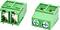 Two green two-pin electrical terminal blocks/connectors shown from front and angled views.