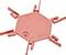 Red hexagonal plastic mounting spacer with six clip-like arms and embossed 'CR-WSTB' text on a white background.