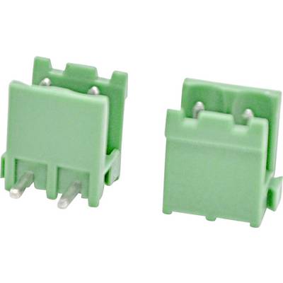 Two green two-pin electrical connectors shown from two angles on a white background.