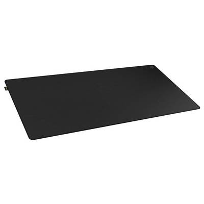 A thin black rectangular tablet device shown at an angle on a white background.