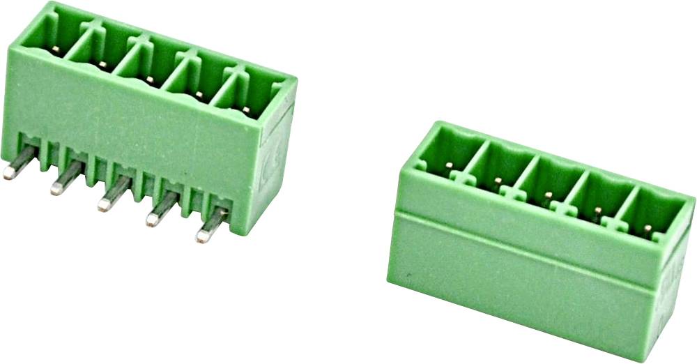 Two green rectangular screw terminal blocks shown from different angles on a white background.