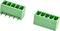 Two green rectangular screw terminal blocks shown from different angles on a white background.