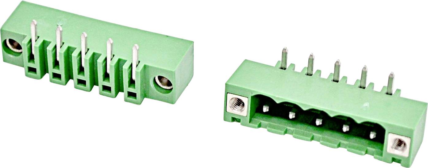 Two green rectangular electrical connectors with multiple metal pins, shown from two angles on a white background.