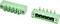 Two green rectangular electrical connectors with multiple metal pins, shown from two angles on a white background.