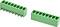 Green electrical connector terminal block shown in two angled views on a white background.