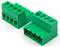 Three green screw terminal block connectors with multiple circular wire ports, shown on a white background.<br>