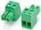 Two green two-pin screw terminal connector plugs shown on a white background.<br>