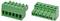 Two green pluggable terminal block connectors, one angled and one straight, with screw openings for wiring.