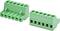 Two green pluggable terminal block connectors, one angled and one straight, shown on a white background.