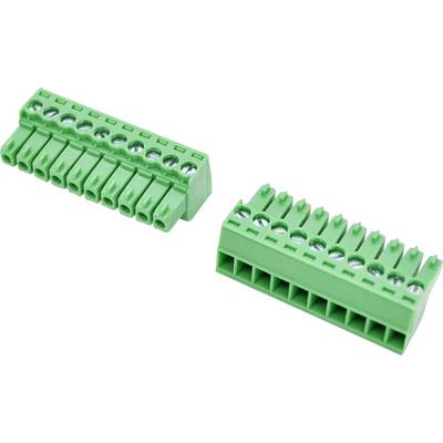 Two green pluggable terminal block connectors shown at different angles on a white background.