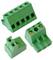 Three green electrical terminal blocks/connectors shown on a white background, each with screw openings for wire connections.