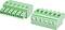 Two green electrical terminal block connectors with screw and plug openings, shown on a white background.