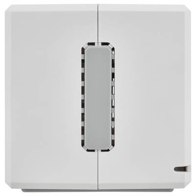 White wall-mounted cabinet or electrical enclosure with a central narrow handle, shown closed against a plain background.