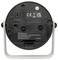 Back of a round TEA Dostmann device on a U-shaped stand, showing CE and UKCA marks, on/off switch, battery compartment, and product label.<br>