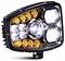 Black LED headlight assembly with multiple amber and white lamps in a rectangular housing.