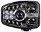 Black automotive LED headlight assembly with multiple projector and reflector lenses, shown front-facing on a white background.