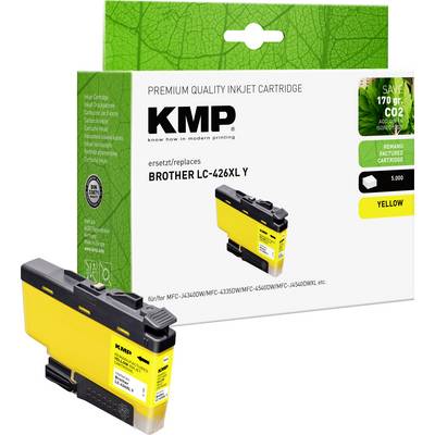 KMP yellow premium inkjet cartridge packaging and cartridge, labeled 'Brother LC-426XLY' for Brother printers.