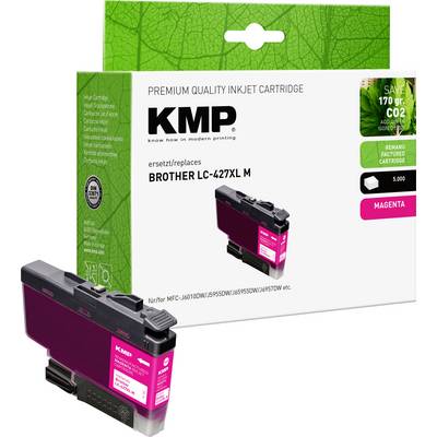 KMP premium quality magenta ink cartridge package for Brother LC-427XL M printers, showing cartridge image and compatible models.