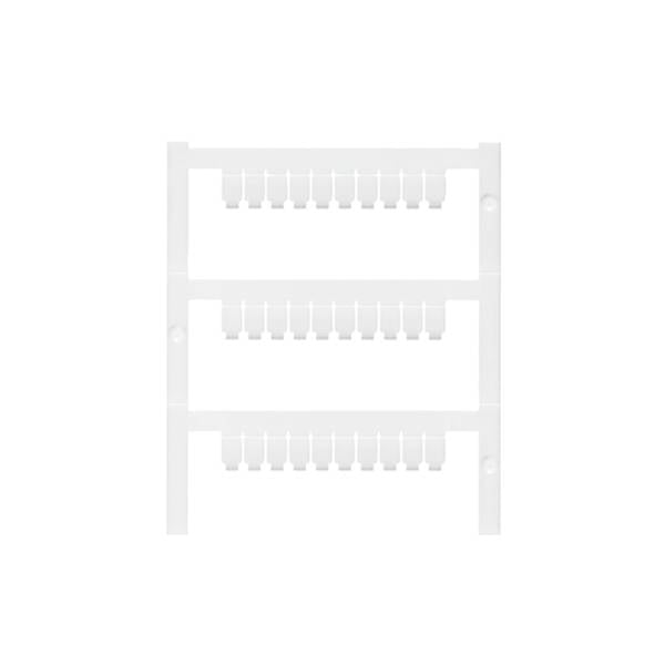 White plastic three-tier rack or organizer with rows of small hanging pegs, shown on a plain white background.