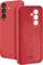 Red smartphone protective case shown front and back, bright red with triple camera cutouts and 'sbs Instinct Case' branding.