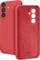 Red smartphone protective case shown front and back, with cutouts for triple rear cameras and flash; 'sbs' branding visible.